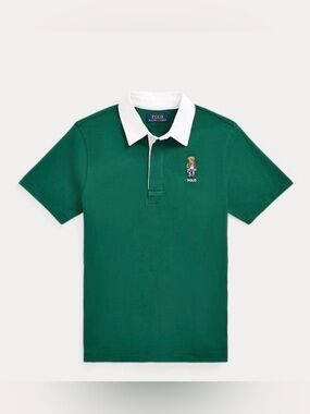 Polo by Ralph Lauren Kids Polo Bear Green Polo with White Collar